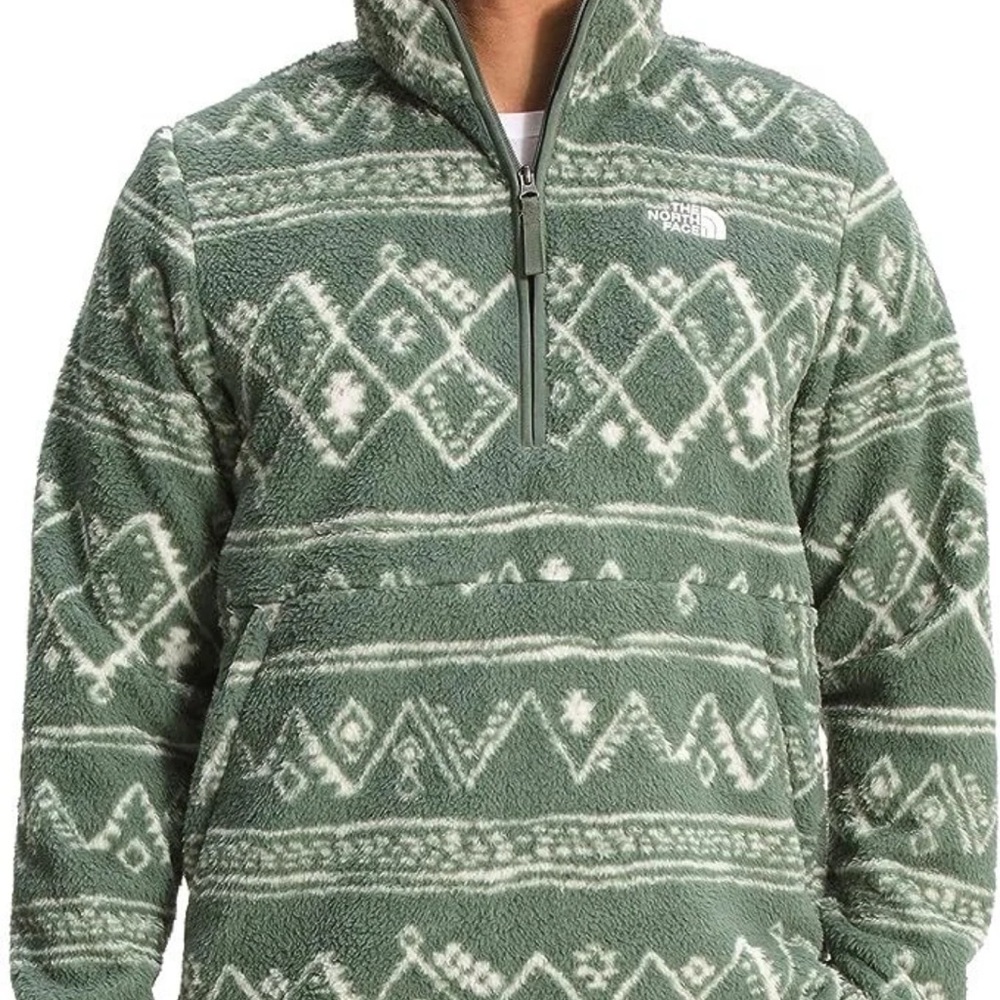 The North Face Men’s Green & Cream Patterned Quarter-Zip Fleece